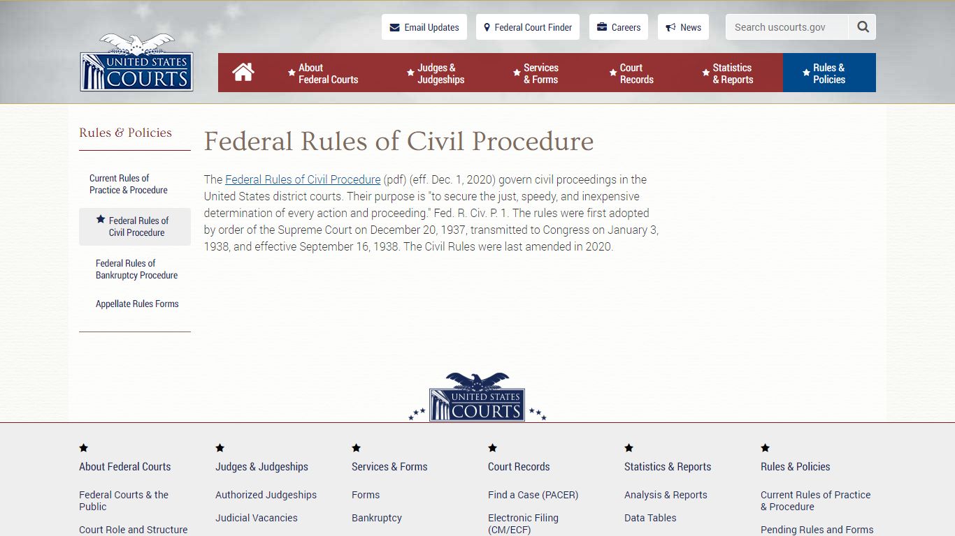 Federal Rules of Civil Procedure | United States Courts