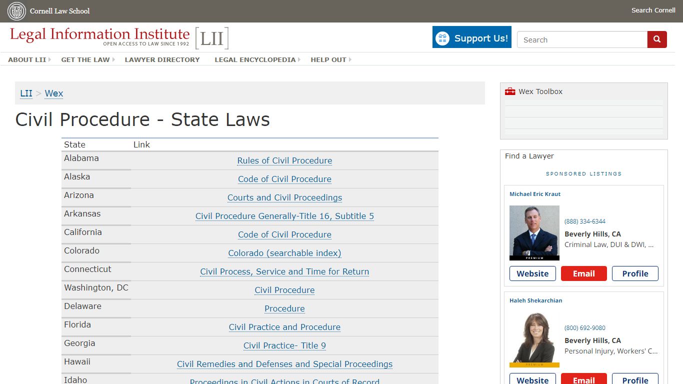 Civil Procedure - State Laws | US Law - LII / Legal Information Institute