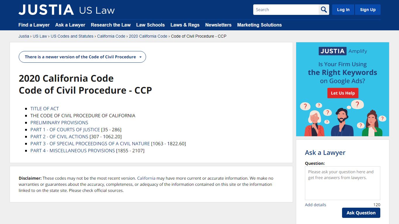 2020 California Code Code of Civil Procedure - CCP - Justia Law